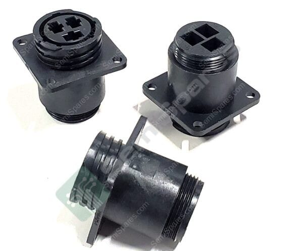 206425-1 | 3 (POWER) POSITION CIRCULAR CONNECTOR RECEPTACLE HOUSING PANEL MOUNT FEMALE SOCKETS CRIMP CONTACT THREADED KEYED BLACK