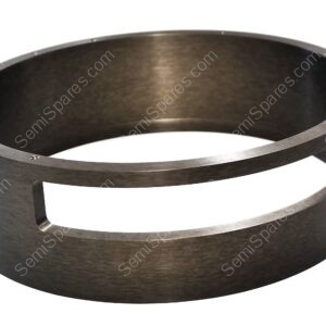 Dark brushed-metal circular flange with evenly spaced bolt holes around the rim, viewed from above