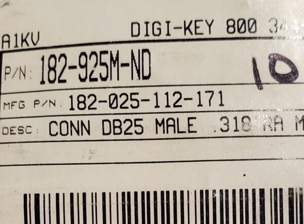 182-025-112-171 | CONN D-SUB PLUG 25POS R/A SLDR MALE PINS - Image 5