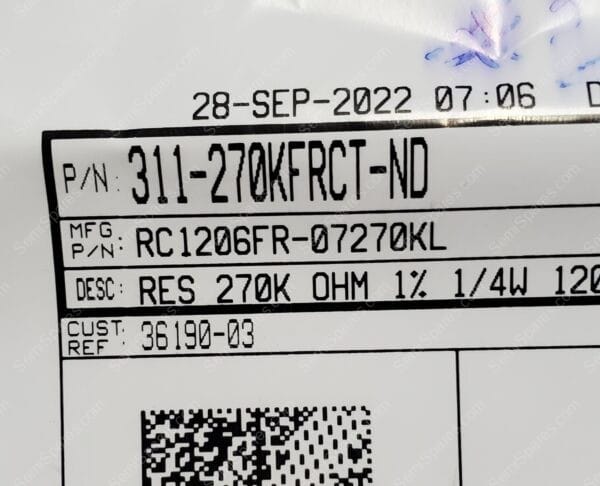 RC1206FR-07270KL | RES 270K OHM 1% 1/4W 1206 MOISTURE RESISTANT THICK FILM 0.25W - Image 3