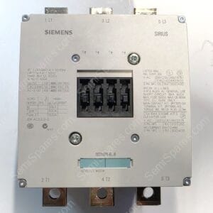 Three‑pole Siemens Sirius electrical contactor showing top terminal labels 1L1, 3L2, 5L3 and bottom wiring block with screws and printed ratings on the housing.
