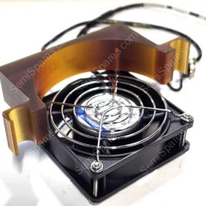 Close-up of vintage-style over-ear headphones with a brown wooden headband and metal coil suspension resting on a black base.