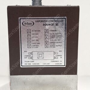 Vintage vaporizer controller unit (Source VI) by Tylan Corporation with connected ports on a brown metal box and a labeled front panel.
