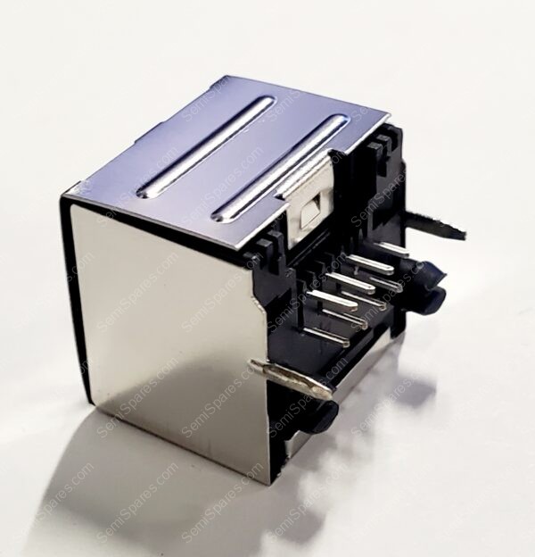 RJHSE-5380 | CONN MOD JACK 8P8C R/A SHIELDED 90 DEGREE ANGLE RIGHT EMI FINGER THROUGH HOLE BOARD LOCK GOLD