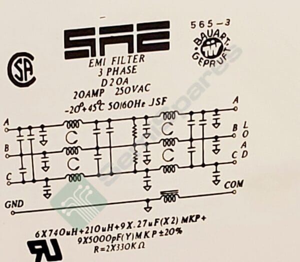565-3 | 3 PHASE EMI FILTER 250VAC 20W 50/60HZ - Image 5