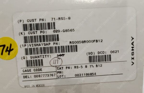 RS0058R000FB12 | WIREWOUND RESISTORS - THROUGH HOLE 5WATTS 8OHMS 1% - Image 4