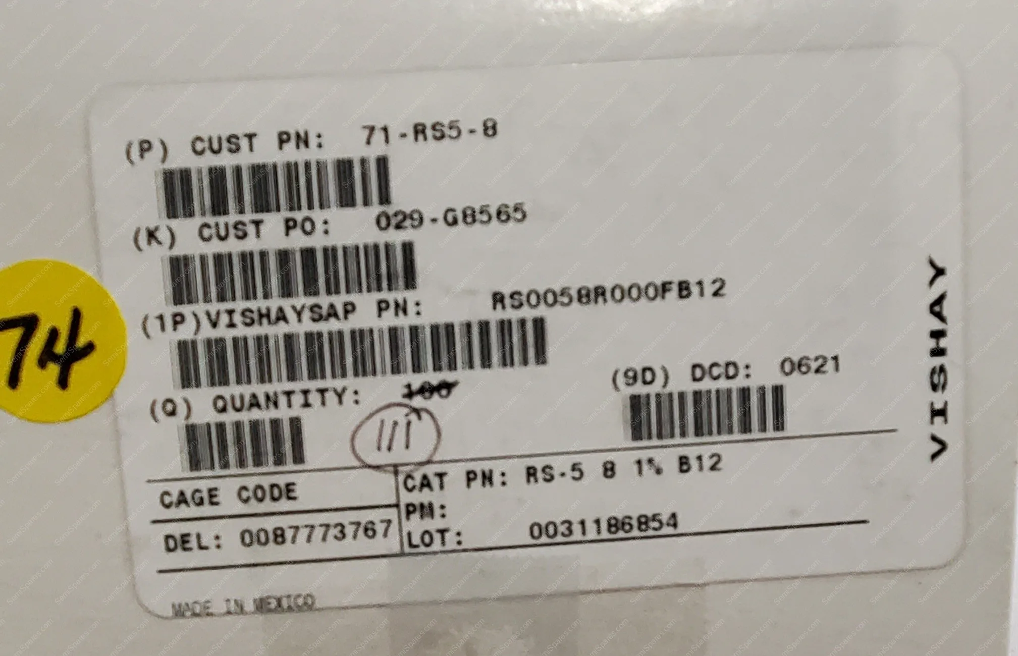 RS0058R000FB12 | WIREWOUND RESISTORS - THROUGH HOLE 5WATTS 8OHMS 1% - Image 4