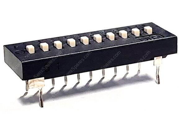 KAT1110E | DIP SWITCH SPDT 10 POSITION THROUGH HOLE SLIDE ACTUATOR 25MA 24VDCRAISED PC PIN - Image 2