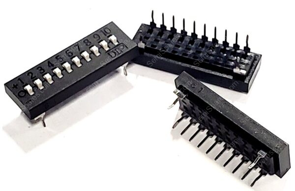 KAT1110E | DIP SWITCH SPDT 10 POSITION THROUGH HOLE SLIDE ACTUATOR 25MA 24VDCRAISED PC PIN - Image 4