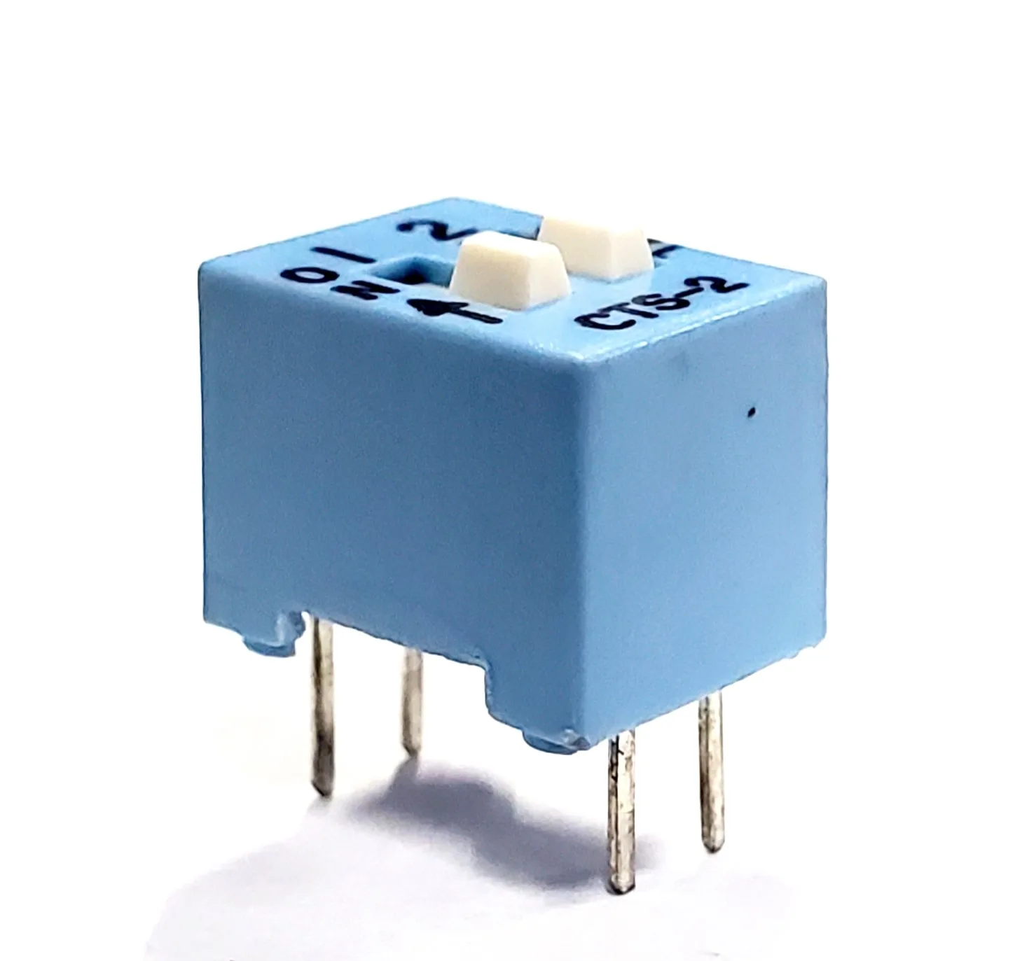 206-2 | DIP SWITCH SPST 2 POSITION THROUGH HOLE SLIDE ACTUATOR 50MA 24VDC RAISED BLUE - Image 2