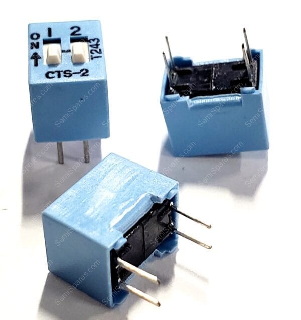 206-2 | DIP SWITCH SPST 2 POSITION THROUGH HOLE SLIDE ACTUATOR 50MA 24VDC RAISED BLUE - Image 3