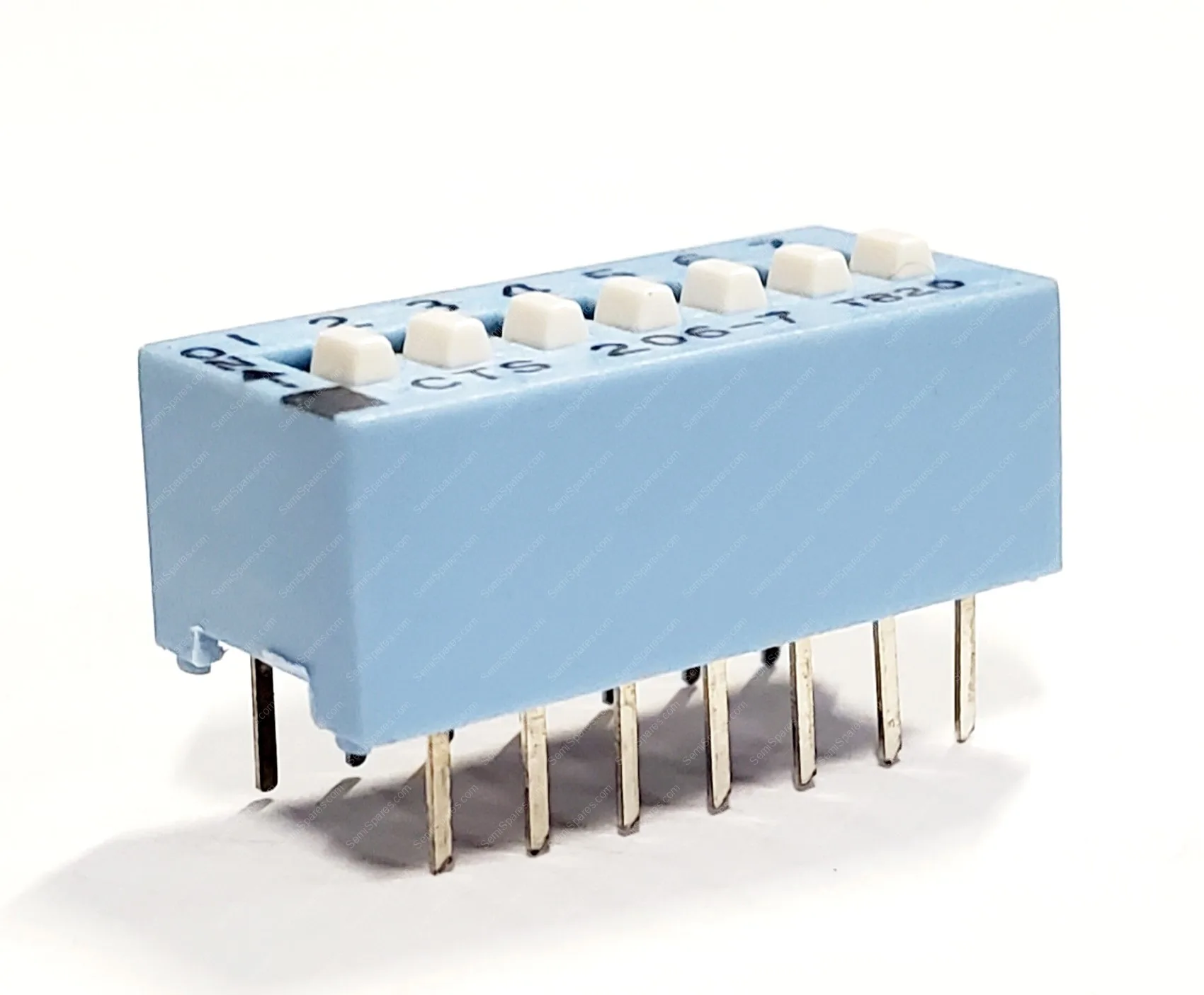 206-7 | DIP SWITCH SPST 7 POSITION THROUGH HOLE SLIDE ACTUATOR 50MA 24VDC RAISED PC PIN BLUE - Image 2