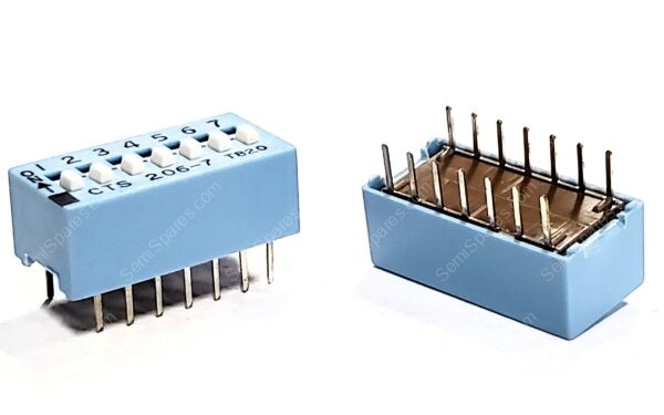 206-7 | DIP SWITCH SPST 7 POSITION THROUGH HOLE SLIDE ACTUATOR 50MA 24VDC RAISED PC PIN BLUE - Image 3