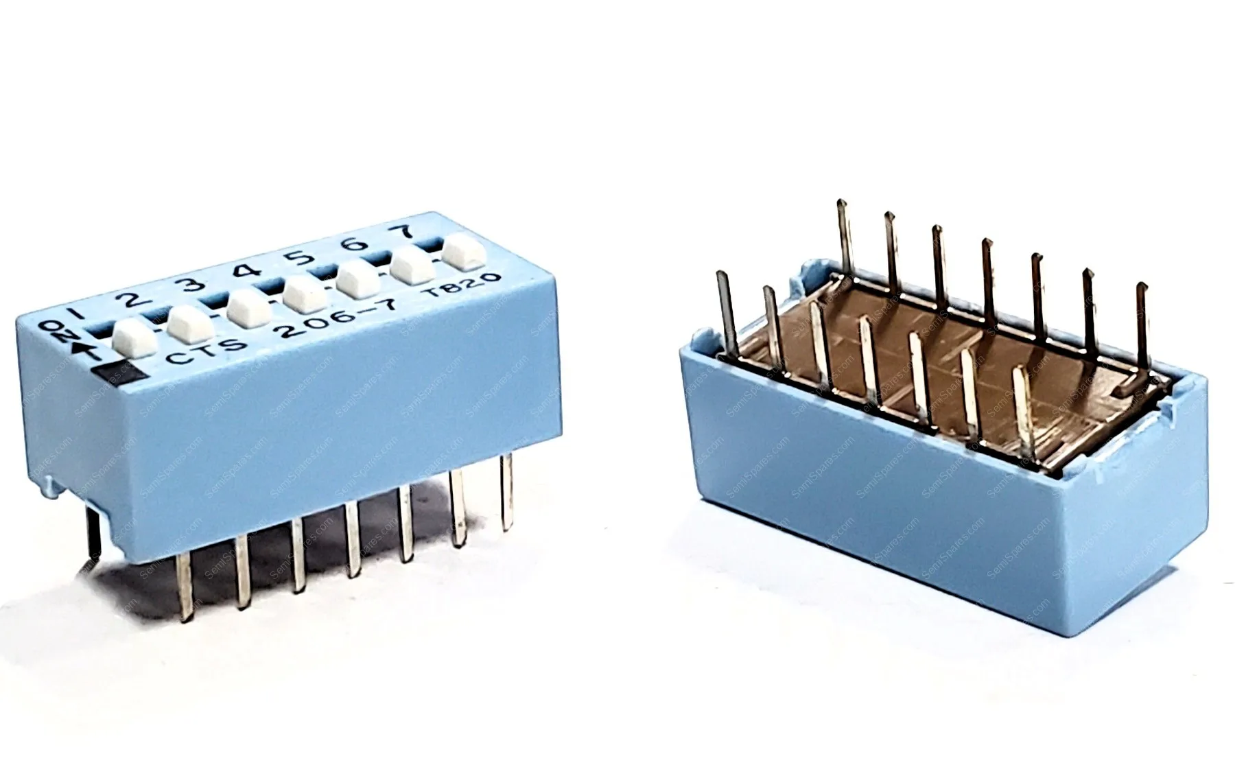 206-7 | DIP SWITCH SPST 7 POSITION THROUGH HOLE SLIDE ACTUATOR 50MA 24VDC RAISED PC PIN BLUE - Image 3