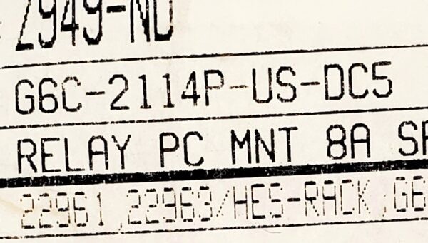 G6C-2114P-US-DC5 | GENERAL PURPOSE RELAY DPST-NO/NC 1 FORM A 1 FORM B 5VDC COIL THROUGH HOLE NON LATCHING PC PIN - Image 4