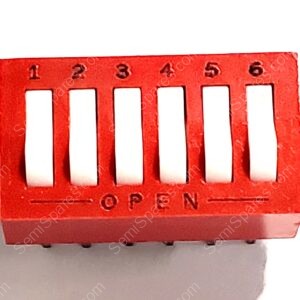 76SB06T | DIP SWITCH SPST 6 POSITION THROUGH HOLE ROCKER ACTUATOR 150MA 30VDC RAIDED PC PIN RED