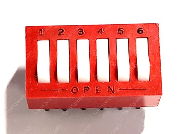 76SB06T | DIP SWITCH SPST 6 POSITION THROUGH HOLE ROCKER ACTUATOR 150MA 30VDC RAIDED PC PIN RED
