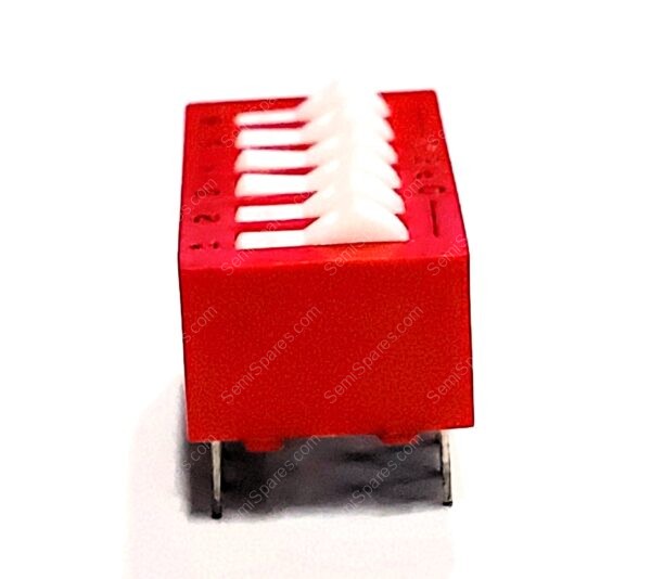 76SB06T | DIP SWITCH SPST 6 POSITION THROUGH HOLE ROCKER ACTUATOR 150MA 30VDC RAIDED PC PIN RED - Image 5