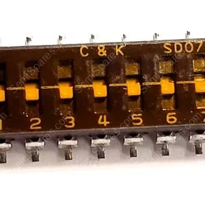 SD07H0SK | DIP SWITCH SPST 7 POSITION SURFACE MOUNT SLIDE ACTUATOR 100MA 25VDC FLUSH RECESSED GULL WING