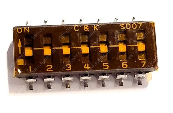 SD07H0SK | DIP SWITCH SPST 7 POSITION SURFACE MOUNT SLIDE ACTUATOR 100MA 25VDC FLUSH RECESSED GULL WING