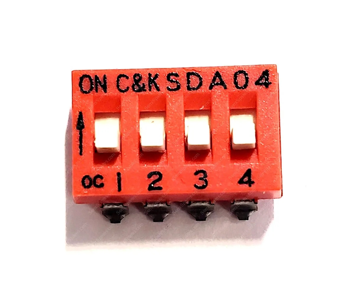 SDA04H1SKD | DIP SWITCH SPST 4 POSITION SURFACE MOUNT SLIDE ACTUATOR 25MA 24VDC RAISED GULL WING