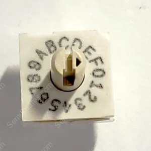 94HBB16 | DIP SWITCH HEXADECIMAL 16 POSITION THROUGH HOLE ROTARY W/ SHAFT ACTUATOR 100MA 50VDC RAISED PC PIN