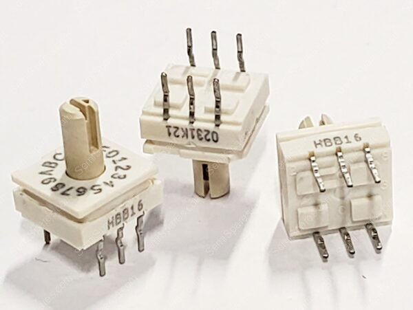 94HBB16 | DIP SWITCH HEXADECIMAL 16 POSITION THROUGH HOLE ROTARY W/ SHAFT ACTUATOR 100MA 50VDC RAISED PC PIN - Image 3
