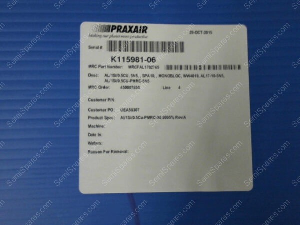 PM51-0020 | TARGET, SPA10, AL/SI/CU, REV A