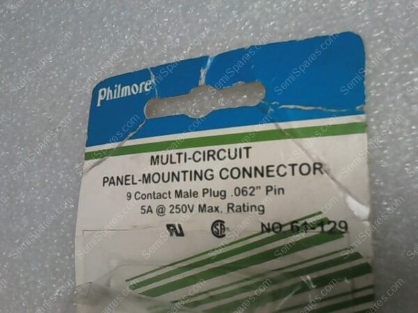 61-129 | MULTI-CIRCUIT PANEL-MOUNTING CONNECTOR, 9 CONTACT MALE PLUG .062" PIN 5A @ 250V MAX RATING - Image 2