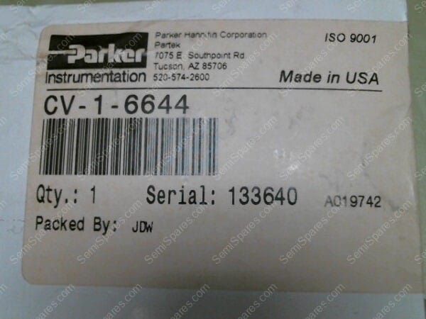 CV-1-6644 | PARKER CV-1-6644 CHECK VALVE, 1/4"PARFLARE, CRACK 0.25 PSI, MAX 120 PSI, PTFE - Image 3