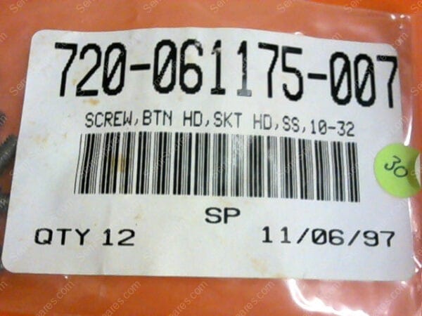 720-061175-007 | SCREW,BTN HD,SKT HD,SS,10-32 - Image 3