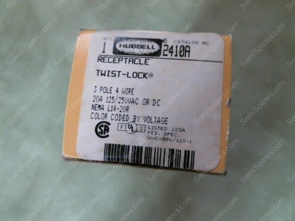 2410A | HUBBELL MODEL 2410A TWIST-LOCK 3 POLE 4 WIRE 20A 125/250VAC OR DC NEMA L14-20R - Image 3