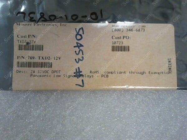 769-TXD2-12V | 2A, 12VDC, DPDT, PANASONIC LOW SIGNATURE RELAYS-PCB - Image 3