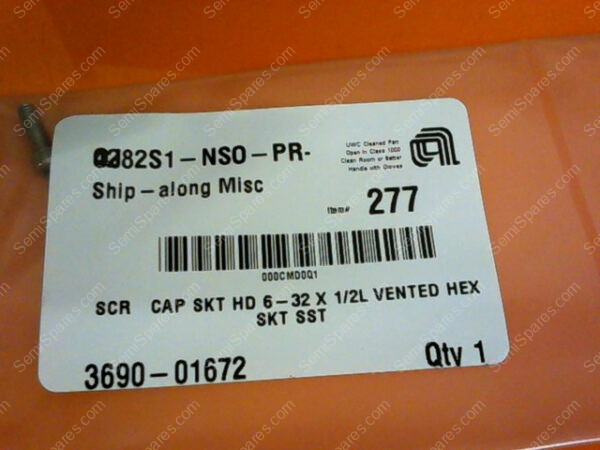 3690-01672 | SCR CAP SKT HD 6-32 X 1/2L VENTED HEX SKT SST 3690-01672