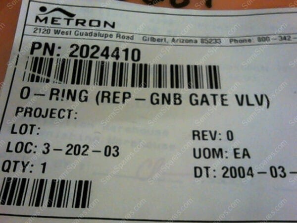 2024410 | METRON O-RING (REP-GNB GATE VLV) 2024410 - Image 3