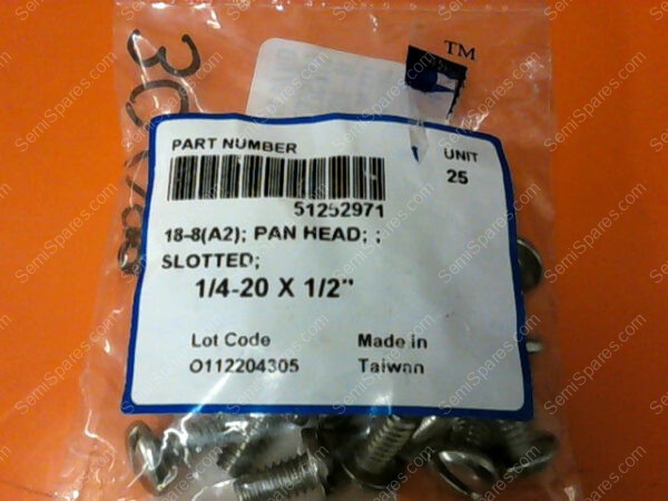 51252971 | PAN HEAD SLOTTED 1/4-20 X 1/2 PN/51252971 (PACK OF 25) - Image 3