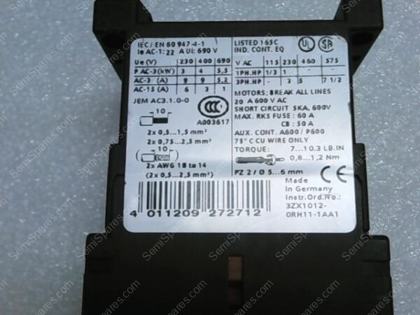 3RT1016-1BB42 | POWER CONTRACTOR, AC3, 24VDC COIL, SCREW CONNECTION - Image 4