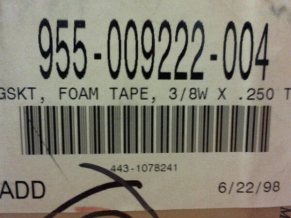 955-009222-004 | GSKT, FOAM TAPE, 3/8W X .250 T - Image 3