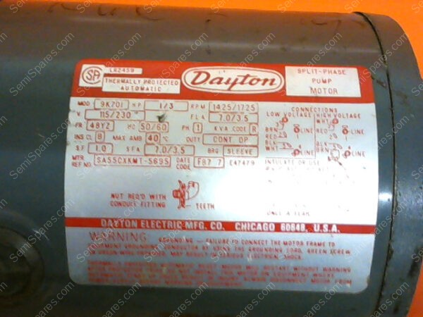 LR2459 | DAYTON MOTOR LR2459 MODEL 9K701 RPM 1425/1725 V 115/230 - Image 5