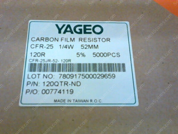 120QTR-ND | CARBON FILM RESISTOR CFR-25 1/4W 52MM 120R 5% (5000PCS - Image 3