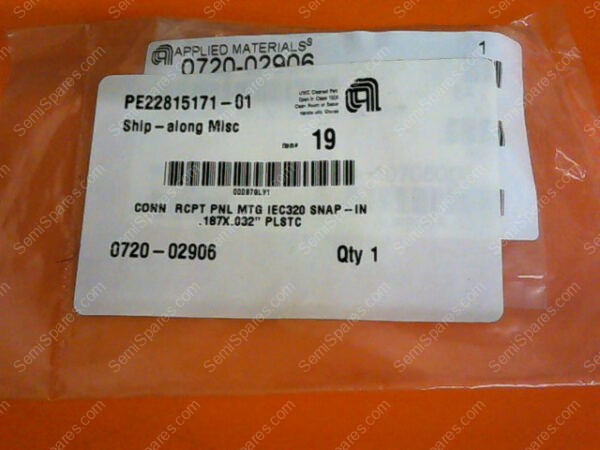 0720-02906 | CONN RCPT PNL MTG IEC320 SNAP-IN. 187X.032"PLSTC P/N 0720-02906