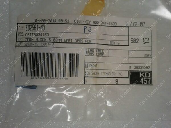 OSTTA034163 | TERM BLOCK 5.08MM VERT 3POS PCB, DIGI-KEY PN: ED2581-ND - Image 2