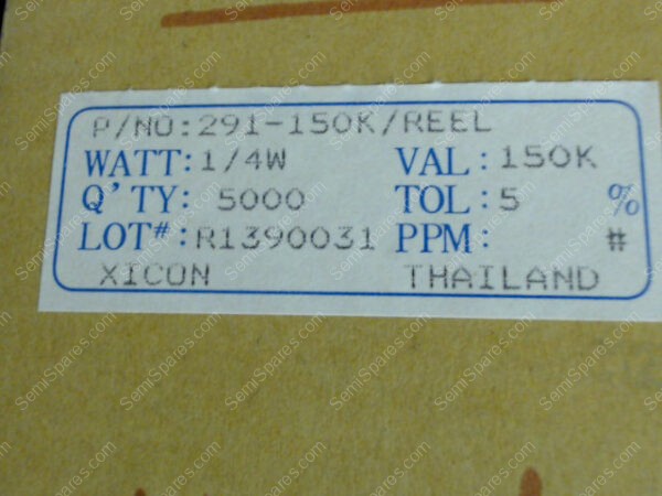 294-174-500 | 291-150K/REEL, 1/4W BR, GN, YW, GD XICON 1/4W 5% CAR(PK 5000) - Image 4