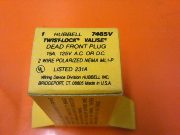 HBL7465V | HUBBELL TWIST-LOCK VALISE DEAD FRONT PLUG 15A 125V A.C OR D.C 2-WIRE POLARIZED NEMA ML1-P - Image 4