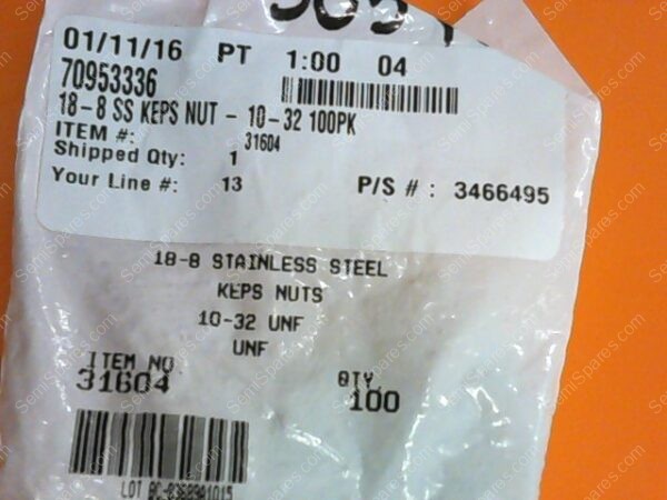 70953336 | 18-8 SS KEPS NUT 10-32