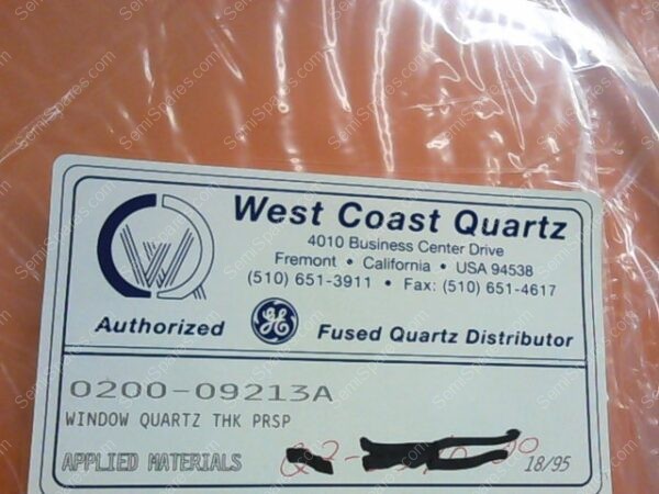 QZ-0512-00 | WINDOW QUARTZ THK PRSO #0200-9213A - Image 2