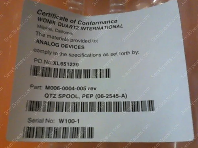 XL-6512-39 | M006-004-005 REV, QTZ SPOOL, PEP (06-2545-A) S/N W100-1 - Image 2