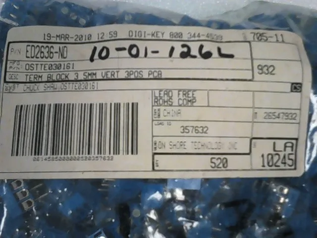 OSTTE030161 | TERM BLOCK 3.5MM VERT 3POS PCB, DIGI-KEY PN: ED2636-ND - Image 2