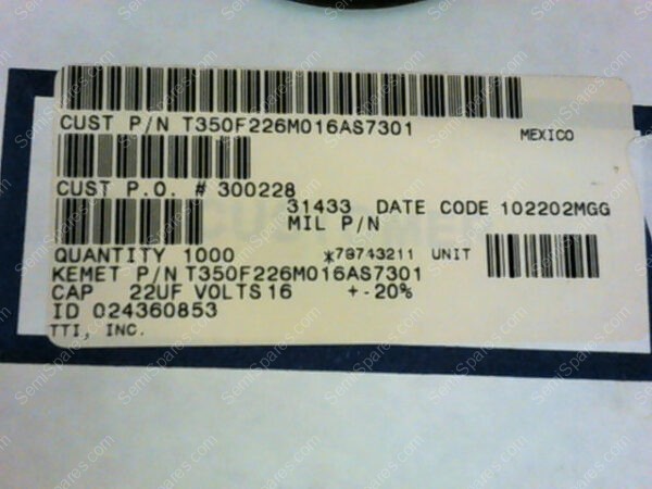 T350F226M016AS7301 | CAP 22UF VOLTS 16 20% (1000PCS) - Image 3