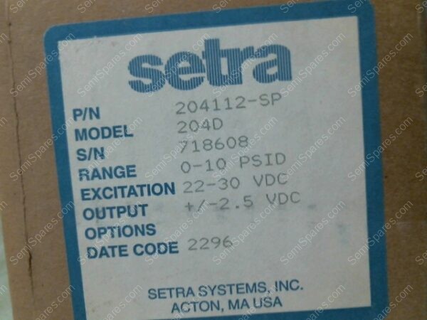 204D | SETRA PRESSURE TRANSDUCER MODEL/204D SN/178608 RANGE/0-10 PSID EXCIT/22/30 VCD OUTPUT/+/-2.5 VDC - Image 4